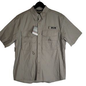 NWT Eddie Bauer Men's Vented Hiking Fishing S/S Shirt Tan Medium.‎ 100% Cotton